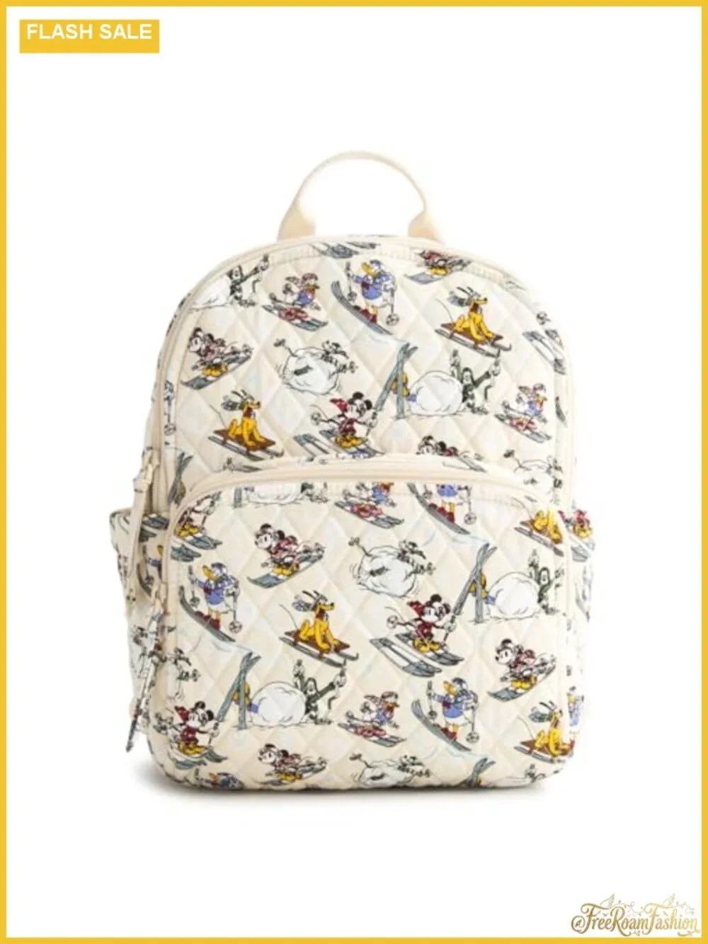 Quilted Cotton Small Travel Backpack with Pockets, Machine Washable